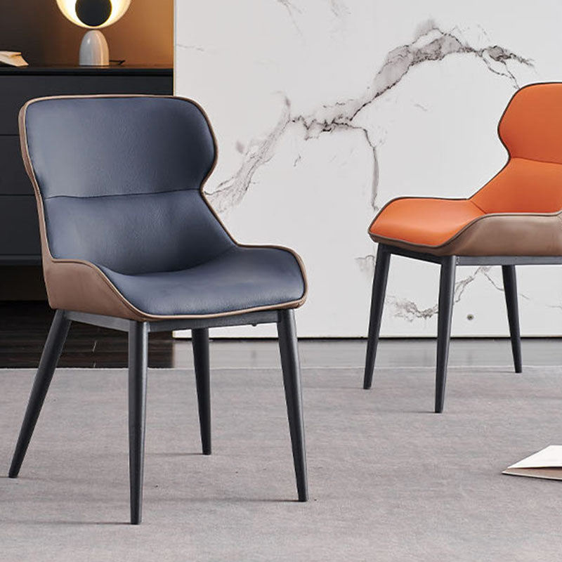 Sedia da pranzo in metallo contemporaneo braccio laterale in vena