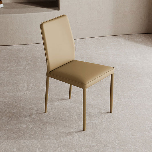 Designer Style Armless Chair Leather Parsons Back Side Chair for Restaurant