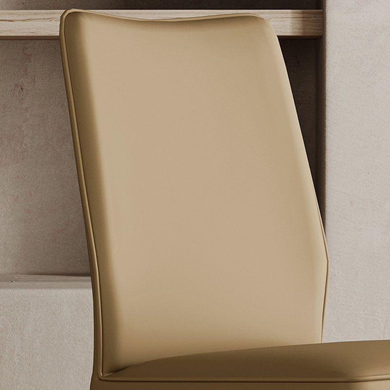 Designer Style Armless Chair Leather Parsons Back Side Chair for Restaurant