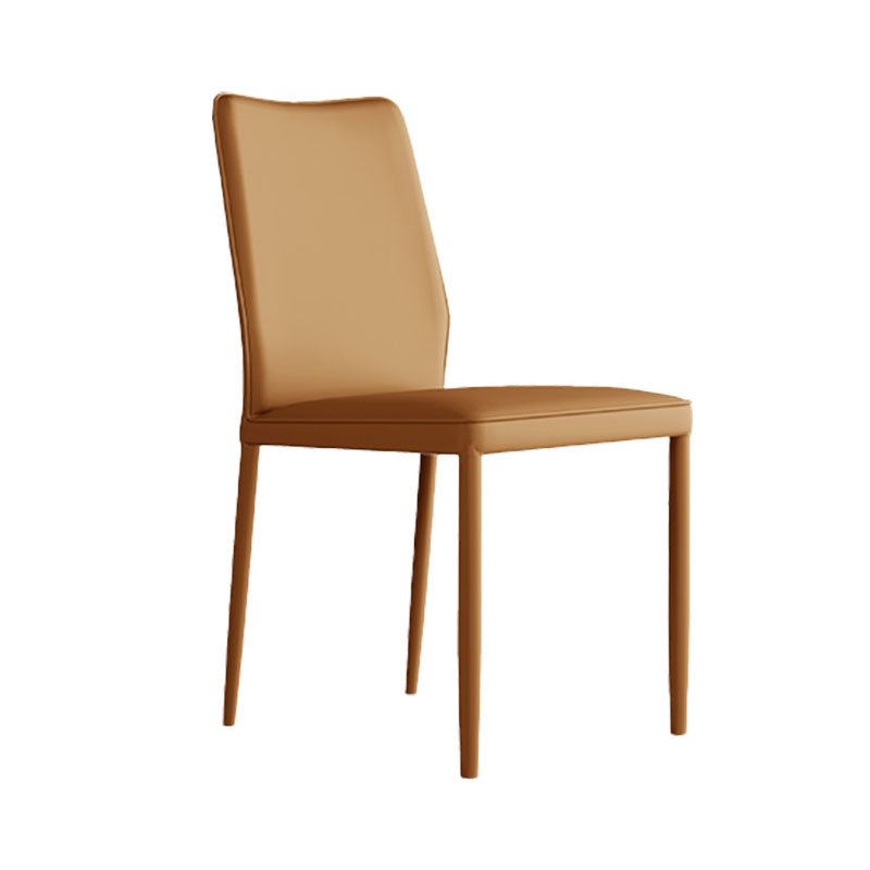 Designer Style Armless Chair Leather Parsons Back Side Chair for Restaurant