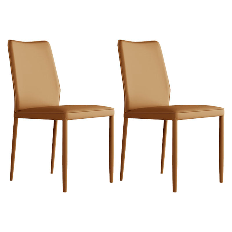 Designer Style Armless Chair Leather Parsons Back Side Chair for Restaurant