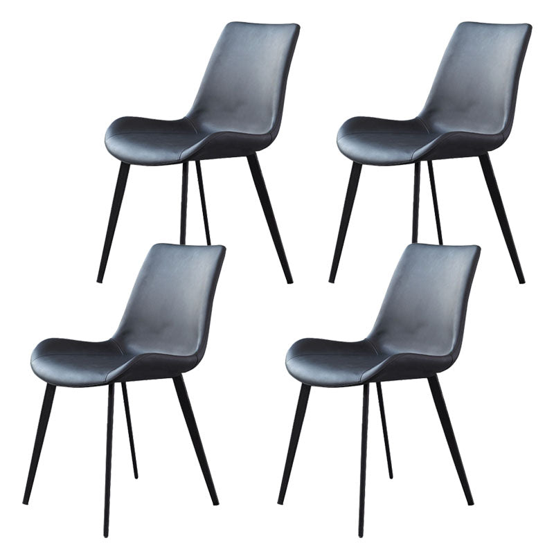 Contemporary Metal Dining Room Chair Armless Faux Leather Side Chair Black 4 Piece Set Clearhalo 'Dining Chairs' 'Dining Tables & Seating' 'dining_chair' 'furn' 'furn_dining_chair' 'Furniture' 'Kitchen & Dining Furniture' 6129941