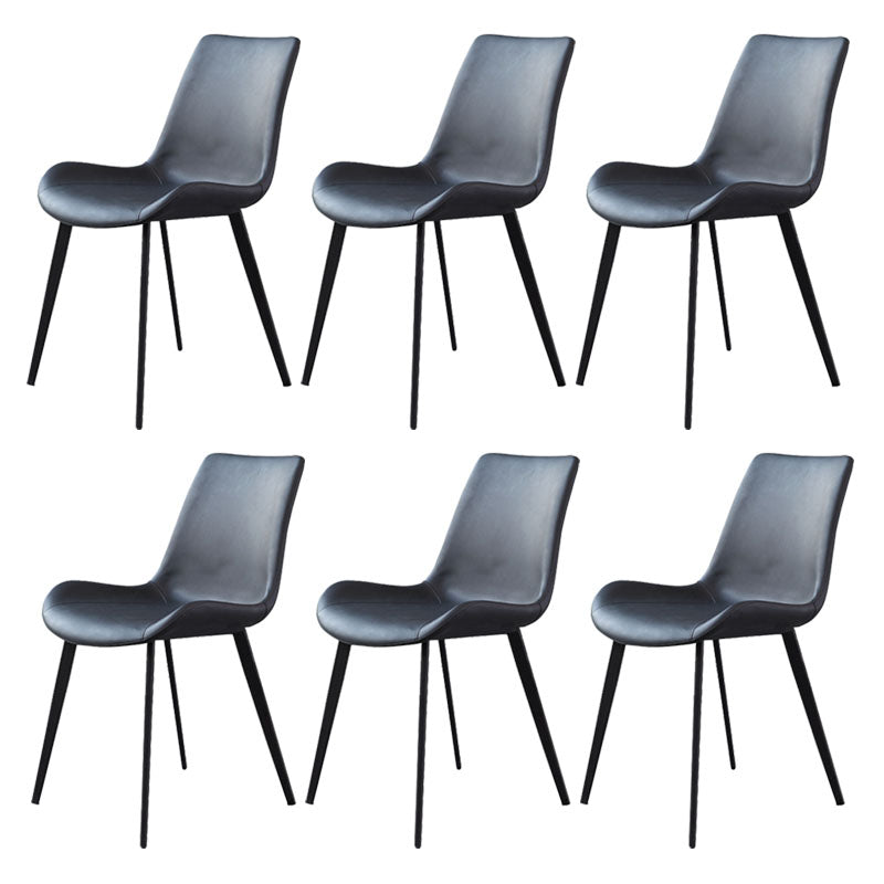 Contemporary Metal Dining Room Chair Armless Faux Leather Side Chair Black 6 Piece Set Clearhalo 'Dining Chairs' 'Dining Tables & Seating' 'dining_chair' 'furn' 'furn_dining_chair' 'Furniture' 'Kitchen & Dining Furniture' 6129943