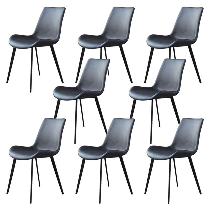 Contemporary Metal Dining Room Chair Armless Faux Leather Side Chair Black 8 Piece Set Clearhalo 'Dining Chairs' 'Dining Tables & Seating' 'dining_chair' 'furn' 'furn_dining_chair' 'Furniture' 'Kitchen & Dining Furniture' 6129944