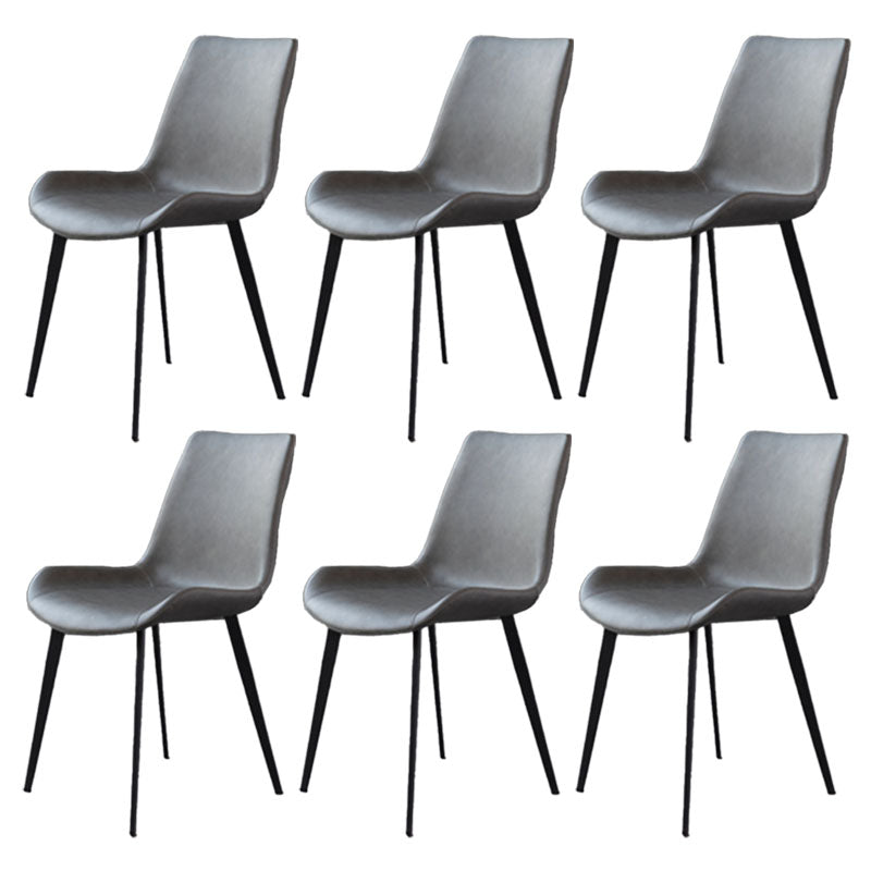 Contemporary Metal Dining Room Chair Armless Faux Leather Side Chair Grey 6 Piece Set Clearhalo 'Dining Chairs' 'Dining Tables & Seating' 'dining_chair' 'furn' 'furn_dining_chair' 'Furniture' 'Kitchen & Dining Furniture' 6129950