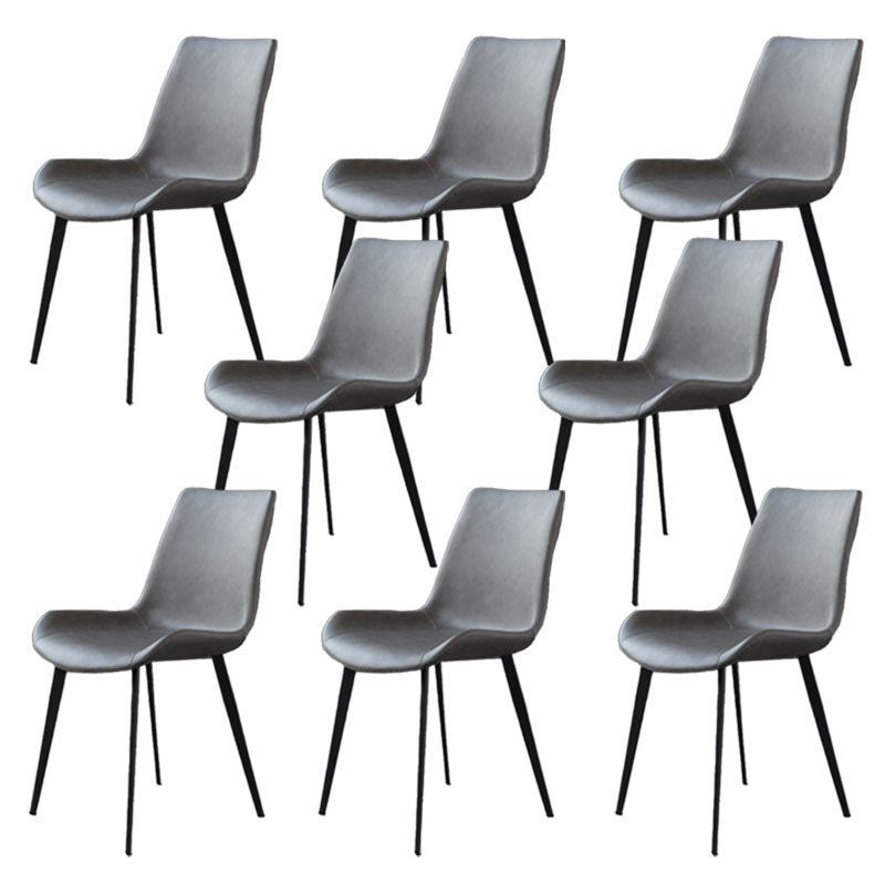Contemporary Metal Dining Room Chair Armless Faux Leather Side Chair Grey 8 Piece Set Clearhalo 'Dining Chairs' 'Dining Tables & Seating' 'dining_chair' 'furn' 'furn_dining_chair' 'Furniture' 'Kitchen & Dining Furniture' 6129953