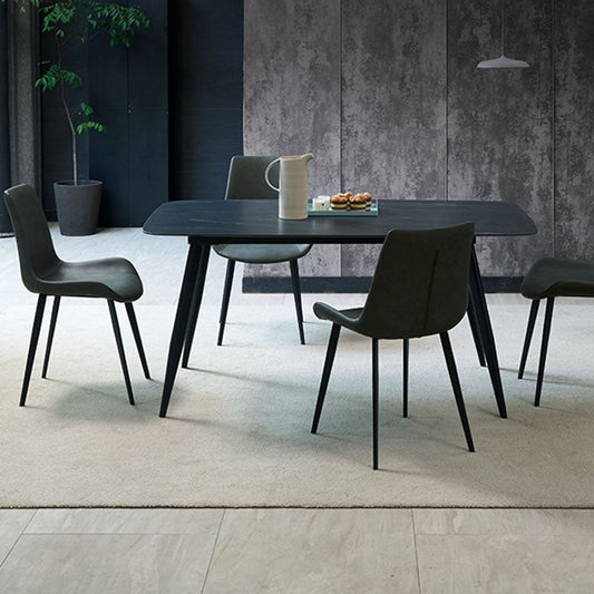 Contemporary Metal Dining Room Chair Armless Faux Leather Side Chair Clearhalo 'Dining Chairs' 'Dining Tables & Seating' 'dining_chair' 'furn' 'furn_dining_chair' 'Furniture' 'Kitchen & Dining Furniture' 6129956