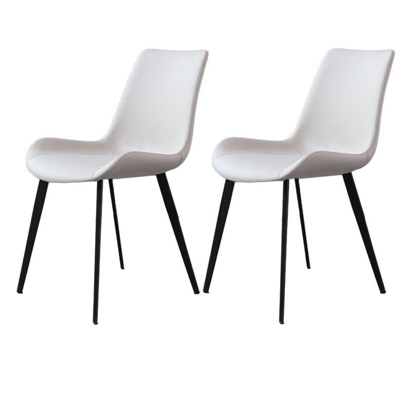 Contemporary Metal Dining Room Chair Armless Faux Leather Side Chair White 2 Piece Set Clearhalo 'Dining Chairs' 'Dining Tables & Seating' 'dining_chair' 'furn' 'furn_dining_chair' 'Furniture' 'Kitchen & Dining Furniture' 6129957