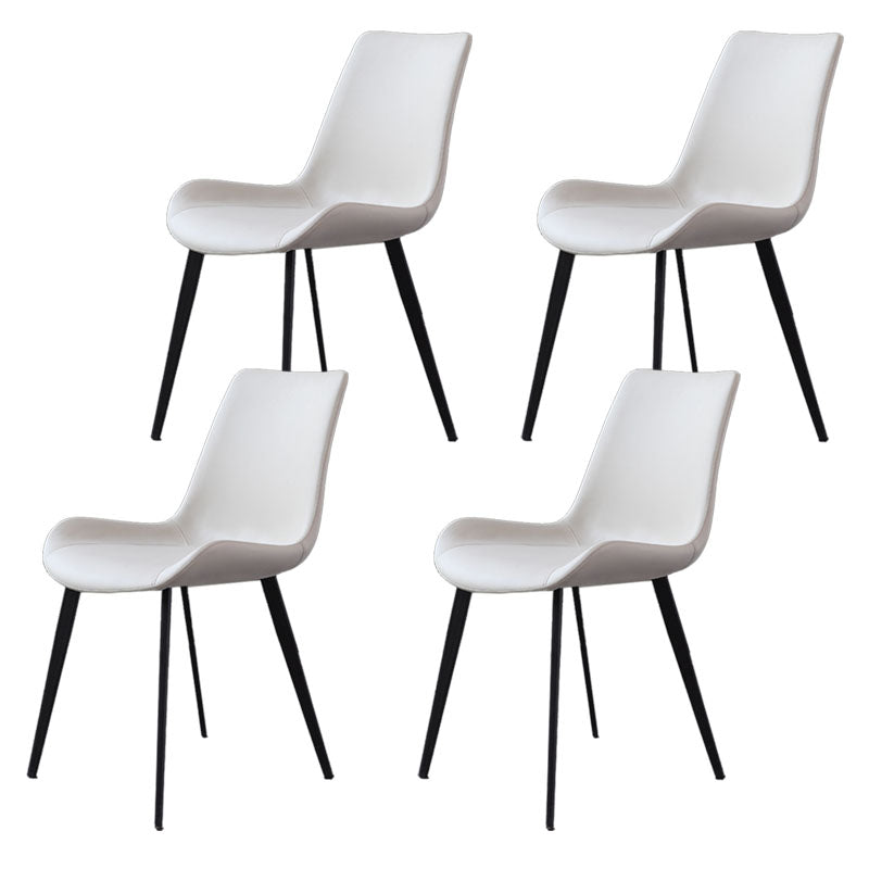 Contemporary Metal Dining Room Chair Armless Faux Leather Side Chair White 4 Piece Set Clearhalo 'Dining Chairs' 'Dining Tables & Seating' 'dining_chair' 'furn' 'furn_dining_chair' 'Furniture' 'Kitchen & Dining Furniture' 6129958