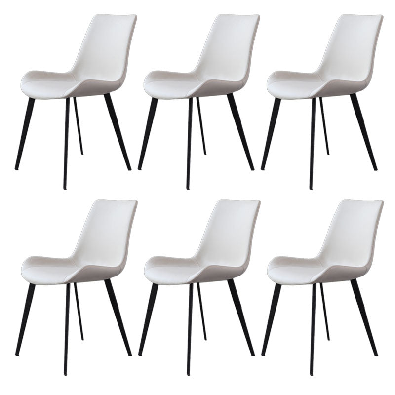 Contemporary Metal Dining Room Chair Armless Faux Leather Side Chair White 6 Piece Set Clearhalo 'Dining Chairs' 'Dining Tables & Seating' 'dining_chair' 'furn' 'furn_dining_chair' 'Furniture' 'Kitchen & Dining Furniture' 6129959