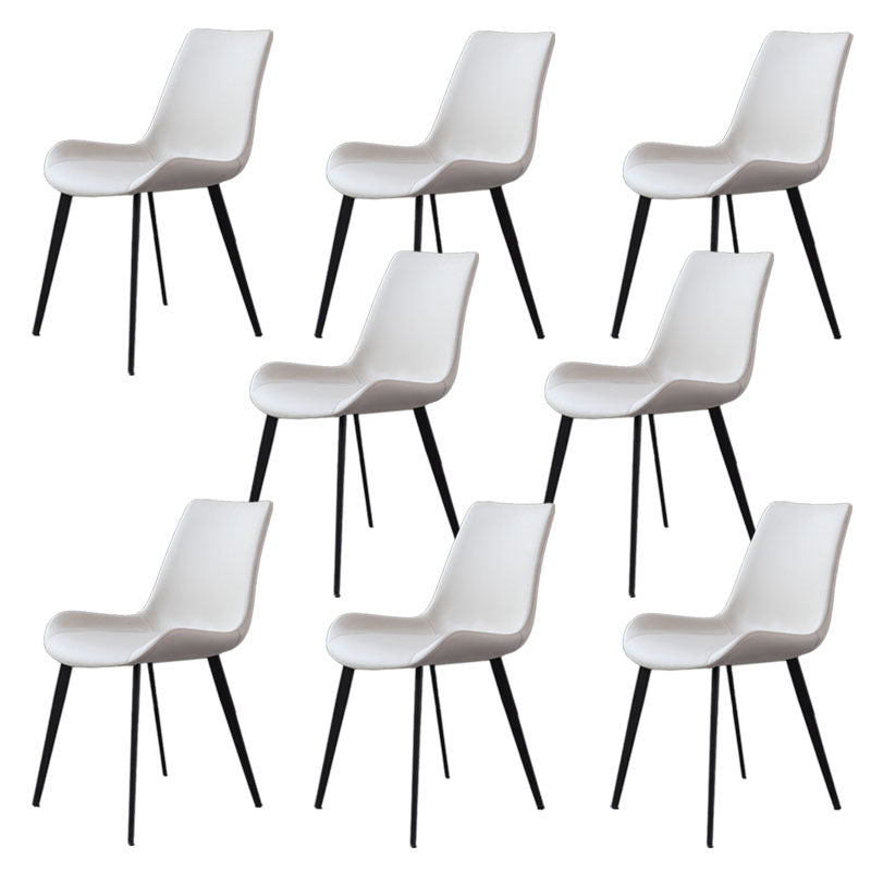 Contemporary Metal Dining Room Chair Armless Faux Leather Side Chair White 8 Piece Set Clearhalo 'Dining Chairs' 'Dining Tables & Seating' 'dining_chair' 'furn' 'furn_dining_chair' 'Furniture' 'Kitchen & Dining Furniture' 6129960