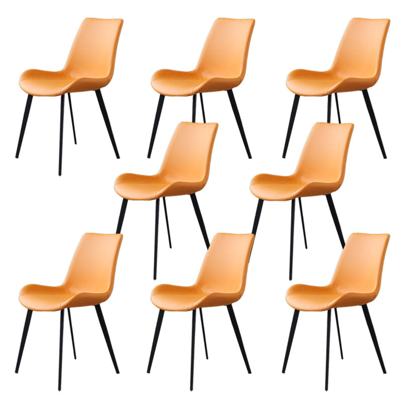 Contemporary Metal Dining Room Chair Armless Faux Leather Side Chair Orange 8 Piece Set Clearhalo 'Dining Chairs' 'Dining Tables & Seating' 'dining_chair' 'furn' 'furn_dining_chair' 'Furniture' 'Kitchen & Dining Furniture' 6129964