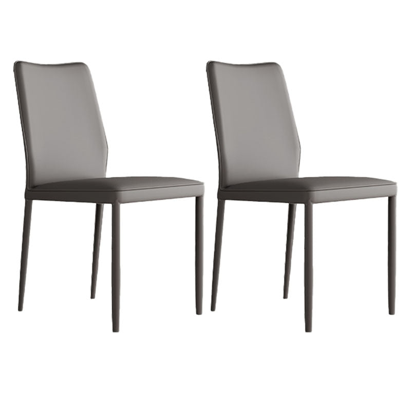 Designer Style Armless Chair Leather Parsons Back Chair for Restaurant