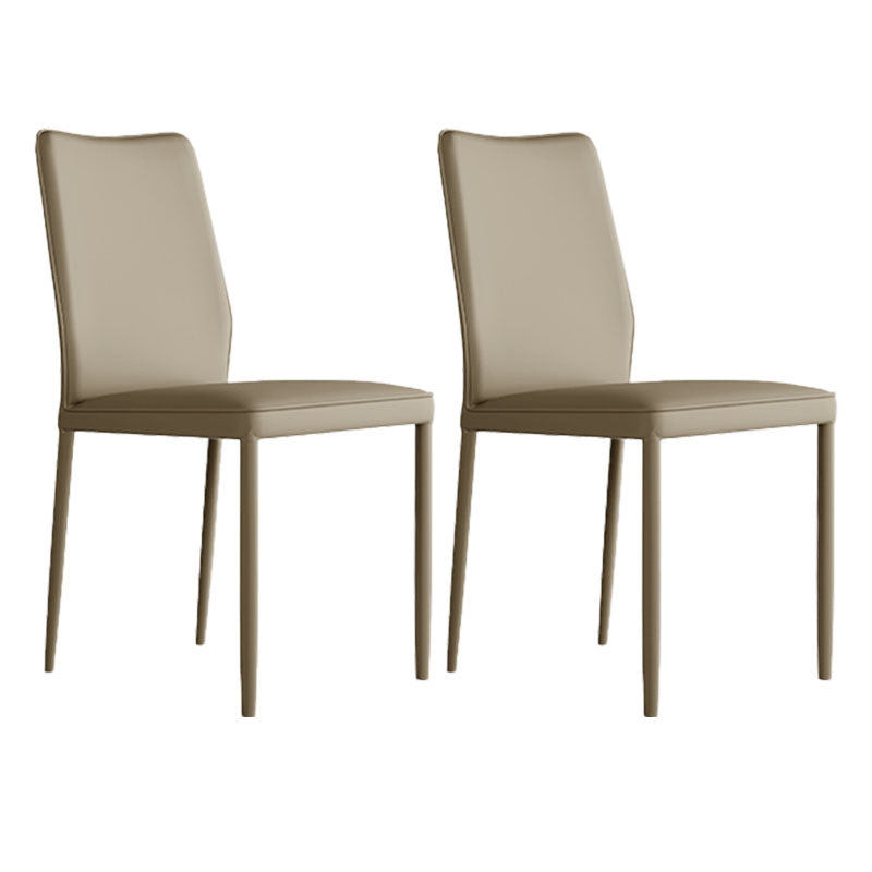 Designer Style Armless Chair Leather Parsons Back Chair for Restaurant