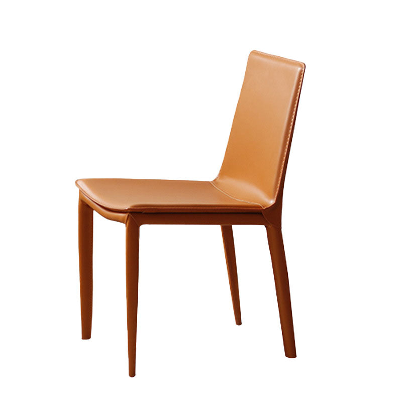 Contemporary Metal Dining Room Chair Armless Leather Dining Chair for Home Use