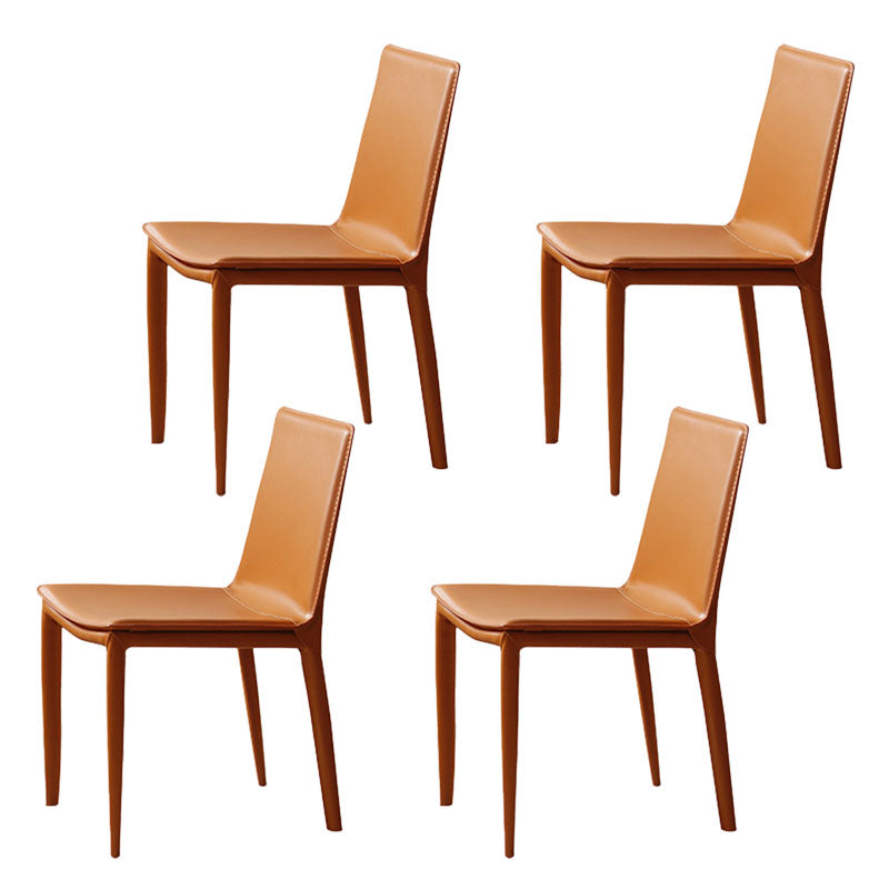 Contemporary Metal Dining Room Chair Armless Leather Dining Chair for Home Use