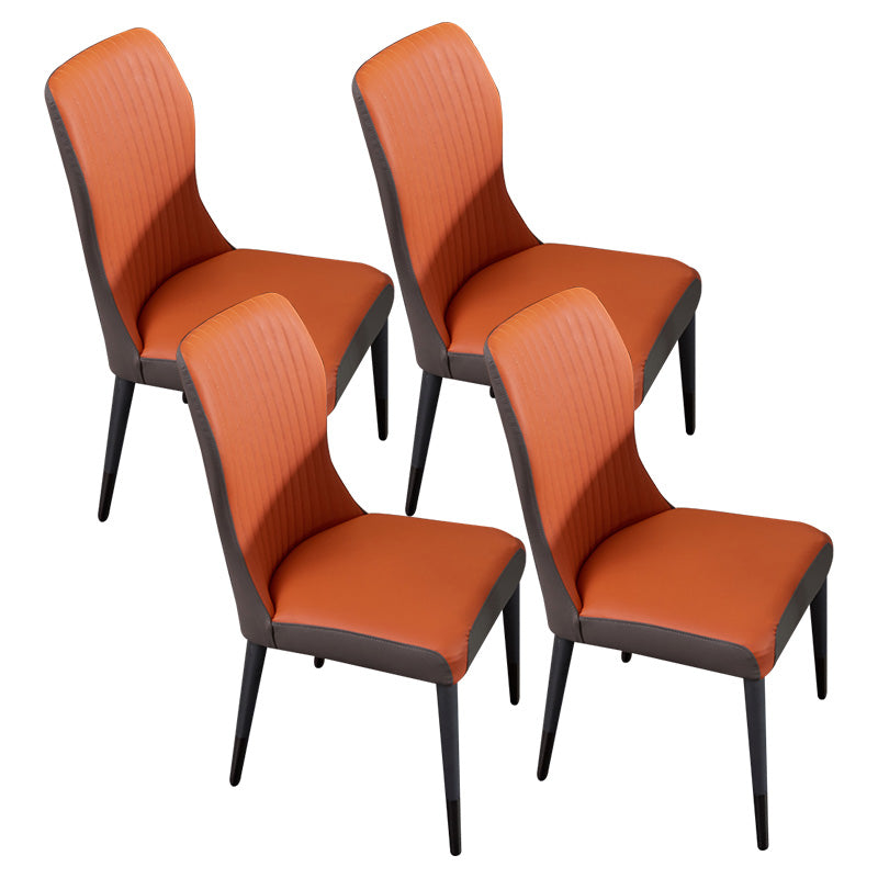 Contemporary Style Armless Chair Leather Parsons Chair with Wooden Base for Dining Room