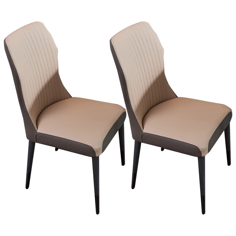 Contemporary Style Armless Chair Leather Parsons Chair with Wooden Base for Dining Room