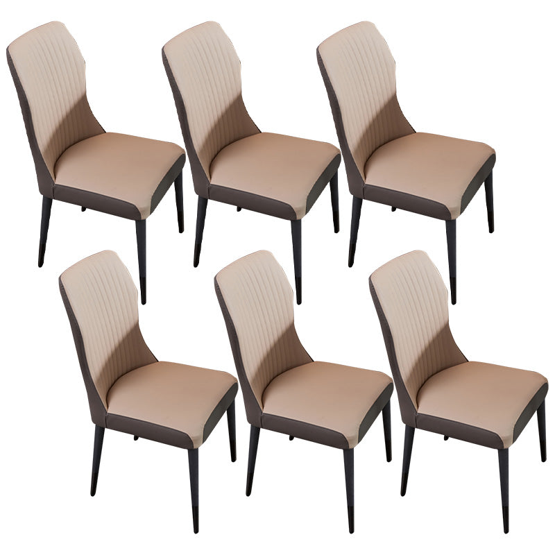 Contemporary Style Armless Chair Leather Parsons Chair with Wooden Base for Dining Room