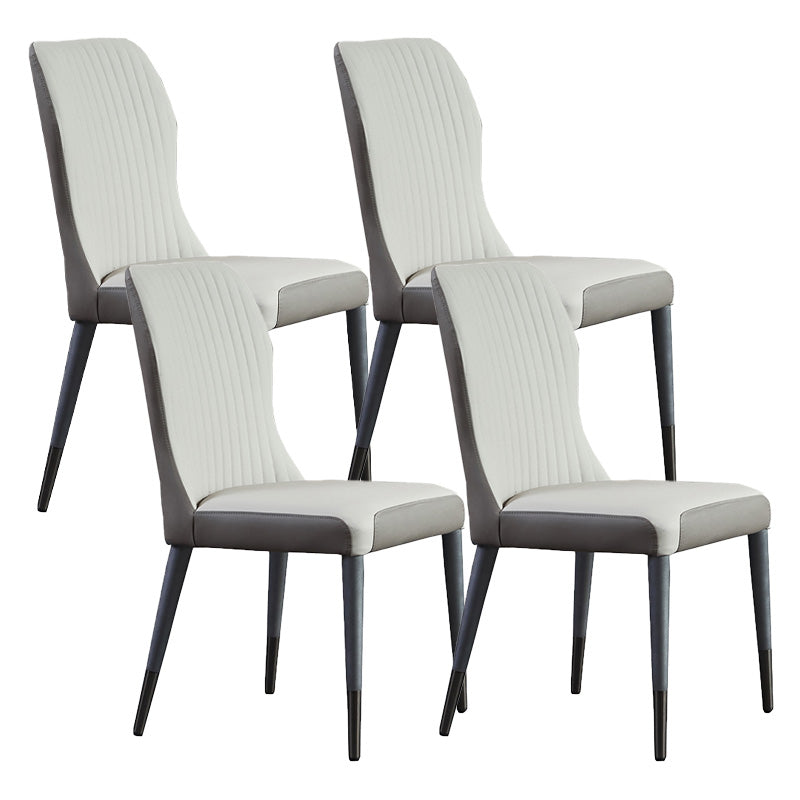 Contemporary Style Armless Chair Leather Parsons Chair with Wooden Base for Dining Room