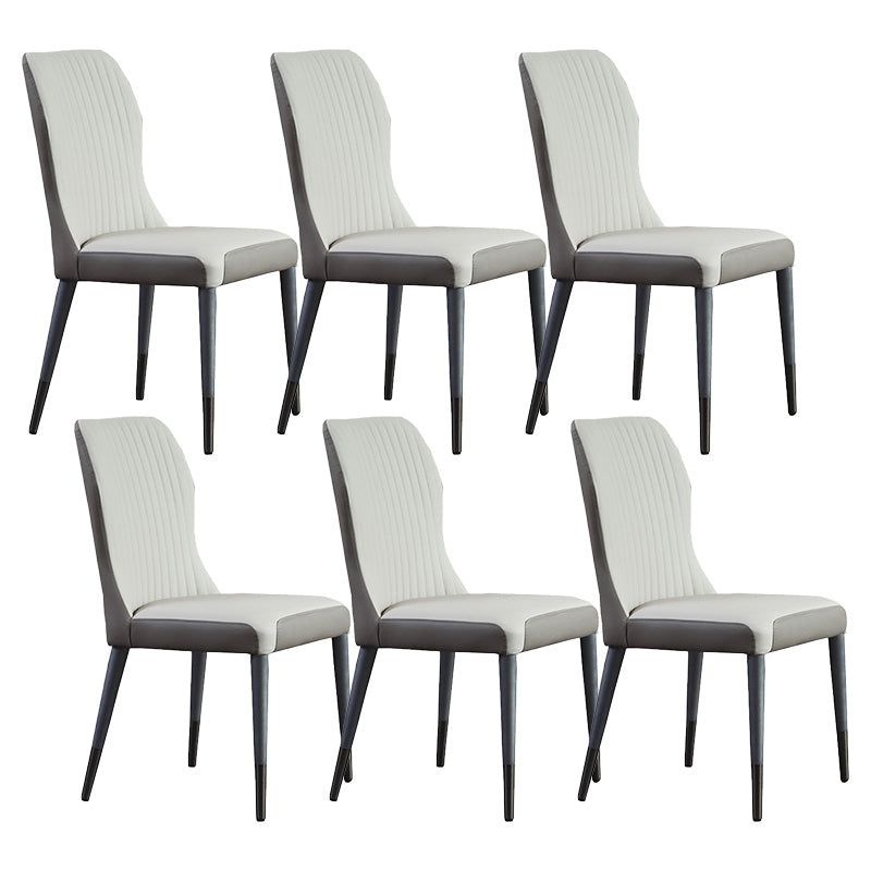 Contemporary Style Armless Chair Leather Parsons Chair with Wooden Base for Dining Room