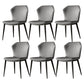 Industrial Wing Back Side Chair Leather Armless Dining Chair with Metal Base