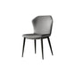 Industrial Wing Back Side Chair Leather Armless Dining Chair with Metal Base