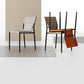 Silla de cuero sin brazo industrial silla de comedor del lado posterior con base de metal