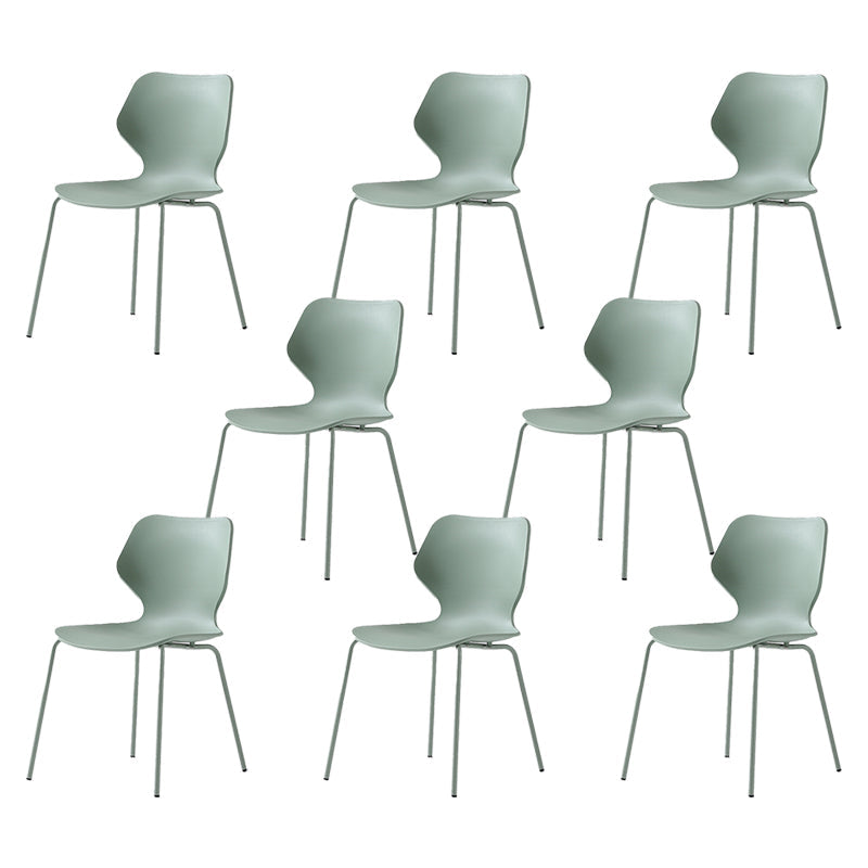 Modern Wing Back Side Chair Plastic Armless Dining Chair with Metal Base