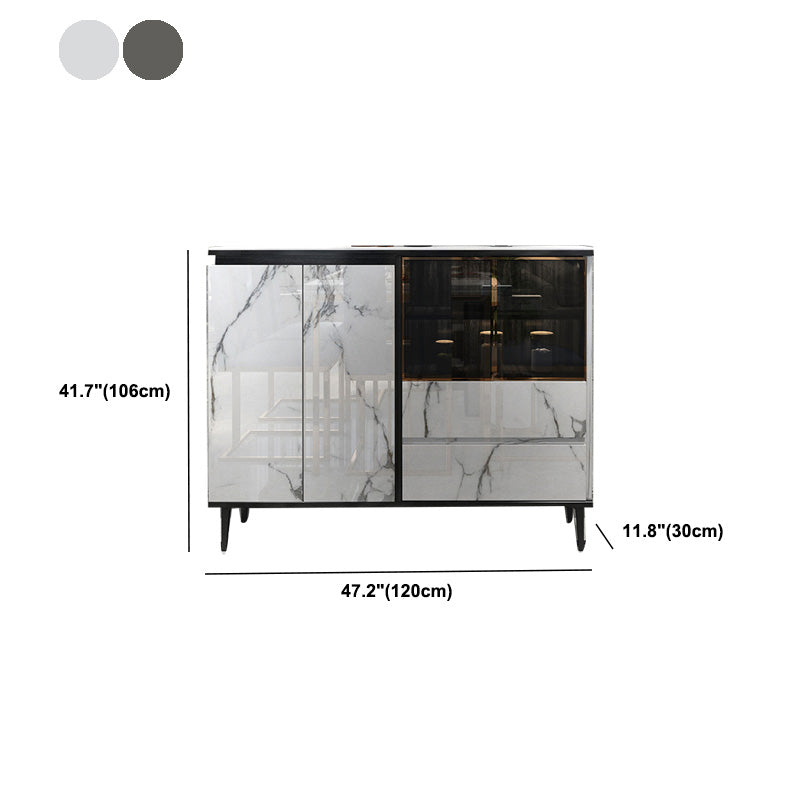 Glam Cabinets Dining Buffet 2-Drawer Glass Doors Buffet Sideboard Clearhalo 'buffet_sideboard' 'Buffets & Sideboards' 'furn' 'furn_buffet_sideboard' 'Furniture' 'Kitchen & Dining Furniture' 6130247