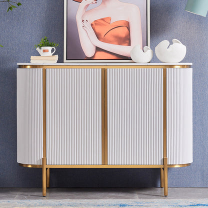 Glam Buffet Sideboard Stone Cabinets Dining Buffet for Living Room 47"L x 16"W x 33"H White Clearhalo 'buffet_sideboard' 'Buffets & Sideboards' 'furn' 'furn_buffet_sideboard' 'Furniture' 'Kitchen & Dining Furniture' 6130252