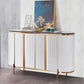 Glam Buffet Sideboard Stone Cabinets Dining Buffet for Living Room 59"L x 16"W x 33"H White Clearhalo 'buffet_sideboard' 'Buffets & Sideboards' 'furn' 'furn_buffet_sideboard' 'Furniture' 'Kitchen & Dining Furniture' 6130261