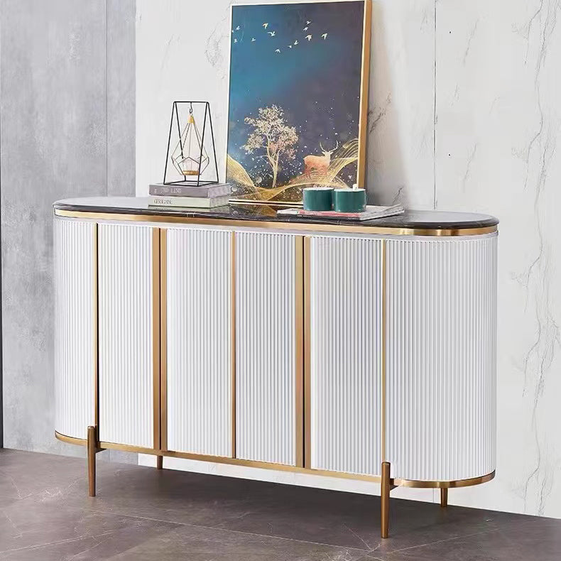 Glam Buffet Sideboard Stone Cabinets Dining Buffet for Living Room 59"L x 16"W x 33"H White Clearhalo 'buffet_sideboard' 'Buffets & Sideboards' 'furn' 'furn_buffet_sideboard' 'Furniture' 'Kitchen & Dining Furniture' 6130261