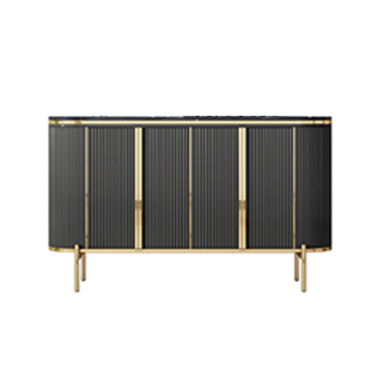 Glam Buffet Sideboard Stone Cabinets Dining Buffet for Living Room 59"L x 16"W x 33"H Dark Gray Clearhalo 'buffet_sideboard' 'Buffets & Sideboards' 'furn' 'furn_buffet_sideboard' 'Furniture' 'Kitchen & Dining Furniture' 6130263