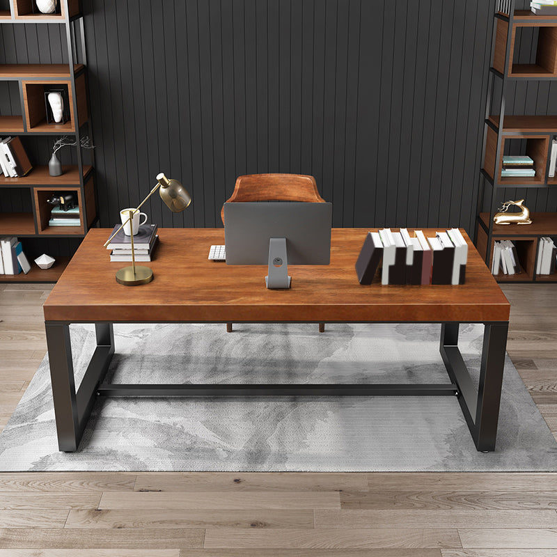Industrial Rectangular Office Desk Brown Solid Wood Writing Desk 70.9"L x 31.5"W x 29.5"H Clearhalo 'furn' 'furn_office_desk' 'Furniture' 'Office Desks' 'Office Furniture' 'office_desk' 6130510