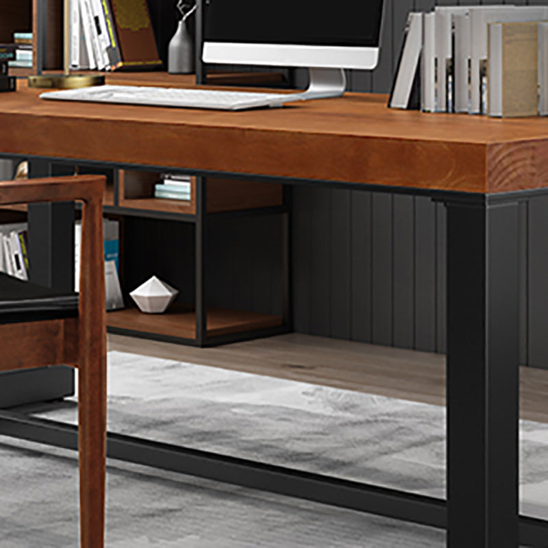 Industrial Rectangular Office Desk Brown Solid Wood Writing Desk Clearhalo 'furn' 'furn_office_desk' 'Furniture' 'Office Desks' 'Office Furniture' 'office_desk' 6130514