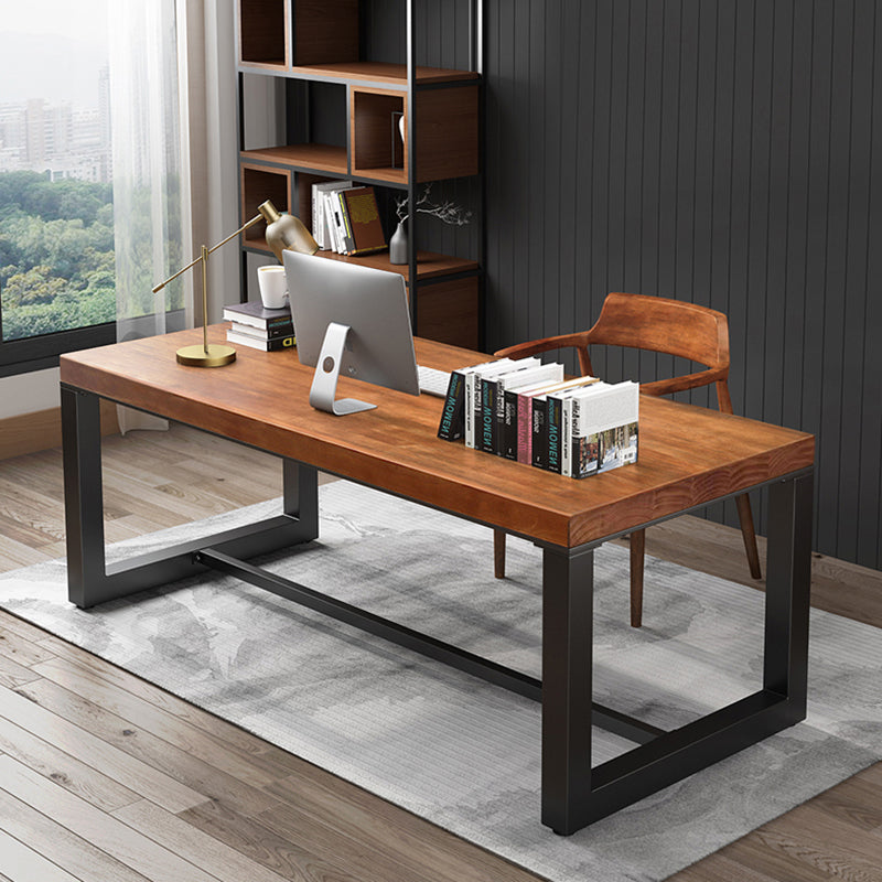 Industrial Rectangular Office Desk Brown Solid Wood Writing Desk Clearhalo 'furn' 'furn_office_desk' 'Furniture' 'Office Desks' 'Office Furniture' 'office_desk' 6130516