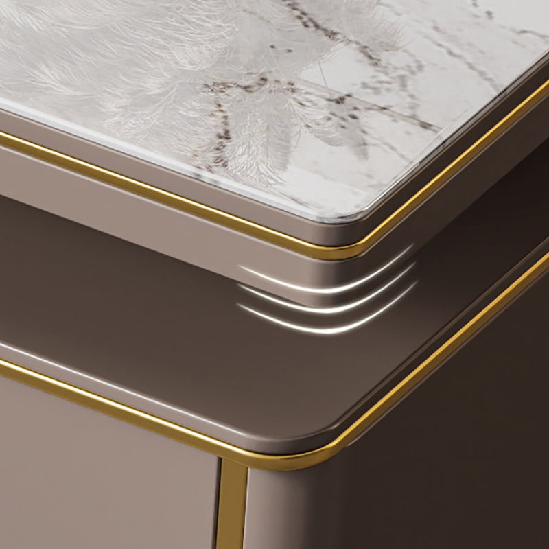 Pedestal Glam Office Desk Slate Writing Desk with File Cabinet for Office Clearhalo 'furn' 'furn_office_desk' 'Furniture' 'Office Desks' 'Office Furniture' 'office_desk' 6130545