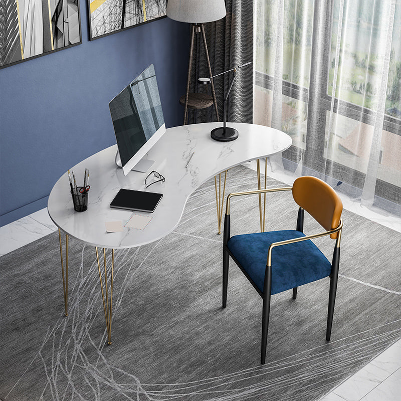 Glam White Curbe Writing Desk Home bureau avec des jambes en métal