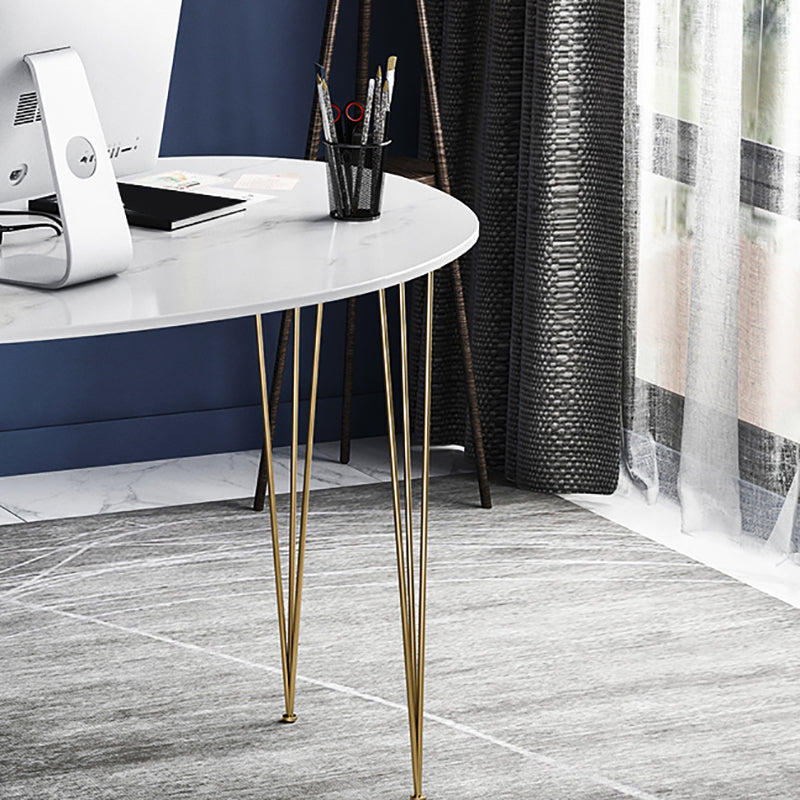 Glam White Curbe Writing Desk Home bureau avec des jambes en métal