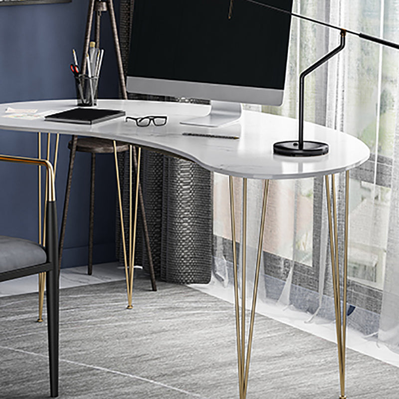Glam White Curbe Writing Desk Home bureau avec des jambes en métal