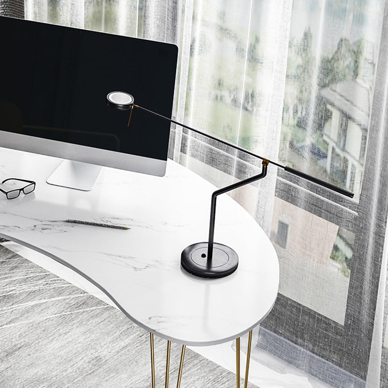 Glam White Curbe Writing Desk Home bureau avec des jambes en métal