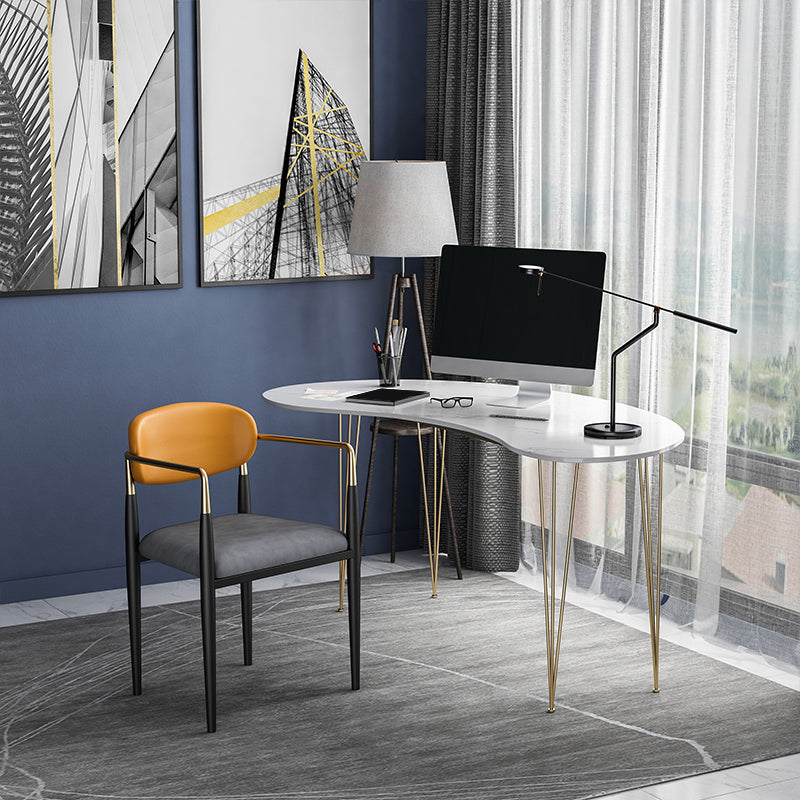 Glam White Curbe Writing Desk Home bureau avec des jambes en métal