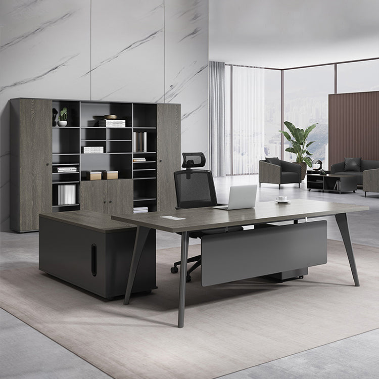 Contemporary Office Desk Black Cable Management Writing Desk Clearhalo 'furn' 'furn_office_desk' 'Furniture' 'Office Desks' 'Office Furniture' 'office_desk' 6130634