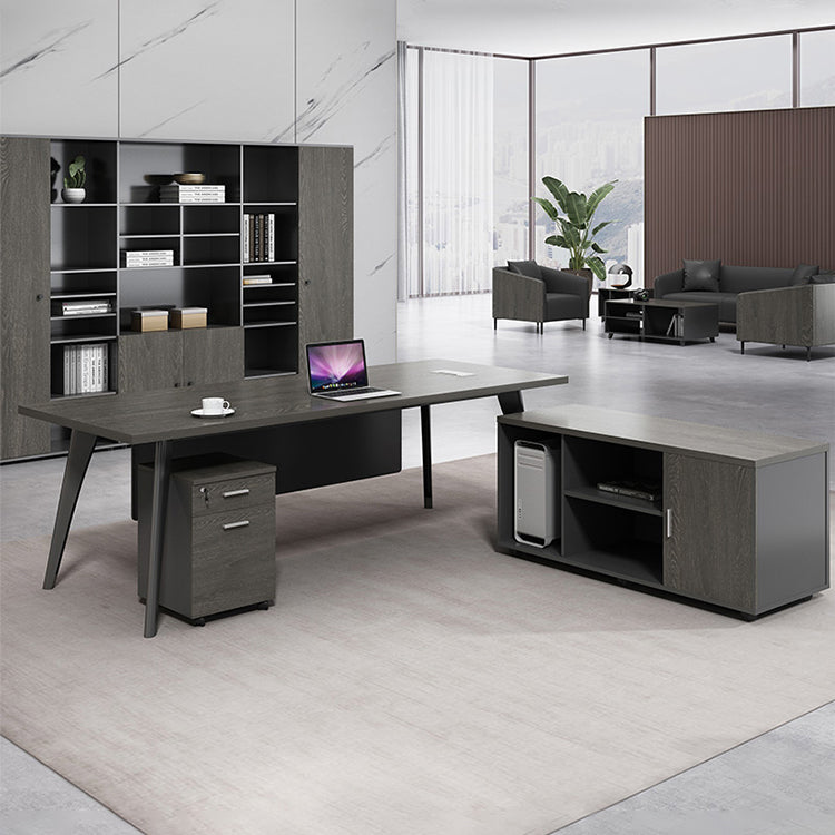 Contemporary Office Desk Black Cable Management Writing Desk Clearhalo 'furn' 'furn_office_desk' 'Furniture' 'Office Desks' 'Office Furniture' 'office_desk' 6130635