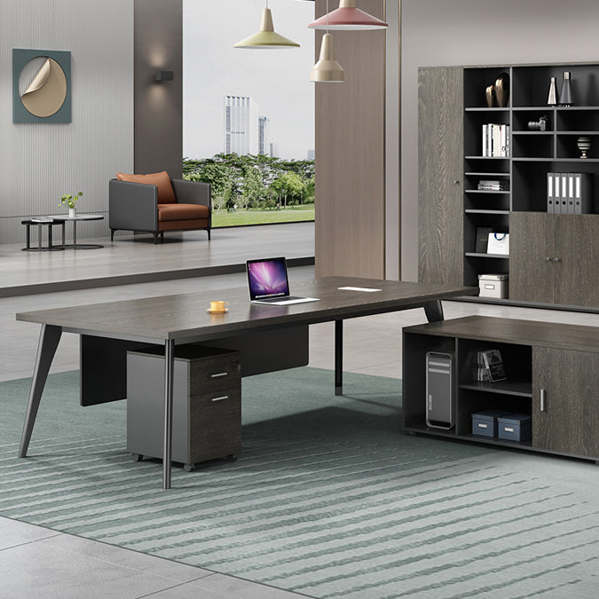 Contemporary Office Desk Black Cable Management Writing Desk Clearhalo 'furn' 'furn_office_desk' 'Furniture' 'Office Desks' 'Office Furniture' 'office_desk' 6130636