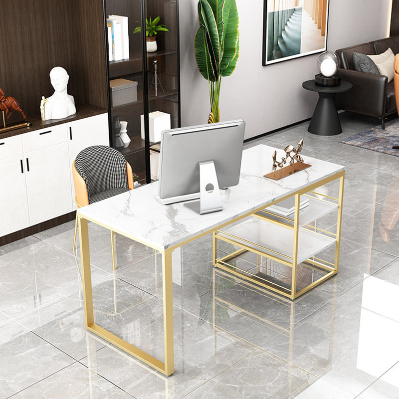 Rechthoekig schrijfbureau witte kantoor bureau glamour met opslagplanken