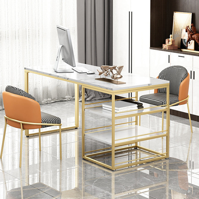 Rechthoekig schrijfbureau witte kantoor bureau glamour met opslagplanken