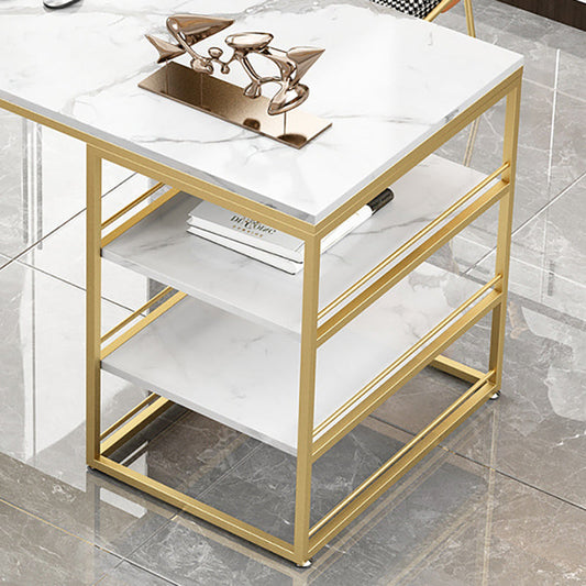 Bureau d'écriture rectangulaire Bureau blanc bureau glamour avec étagères de rangement