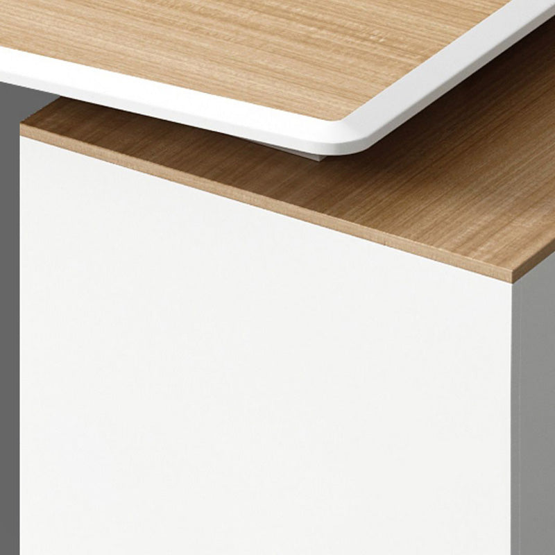 White and Natural Office Desk Modern Artificial Wood Executive Desk Locking Drawer Clearhalo 'furn' 'furn_office_desk' 'Furniture' 'Office Desks' 'Office Furniture' 'office_desk' 6130690